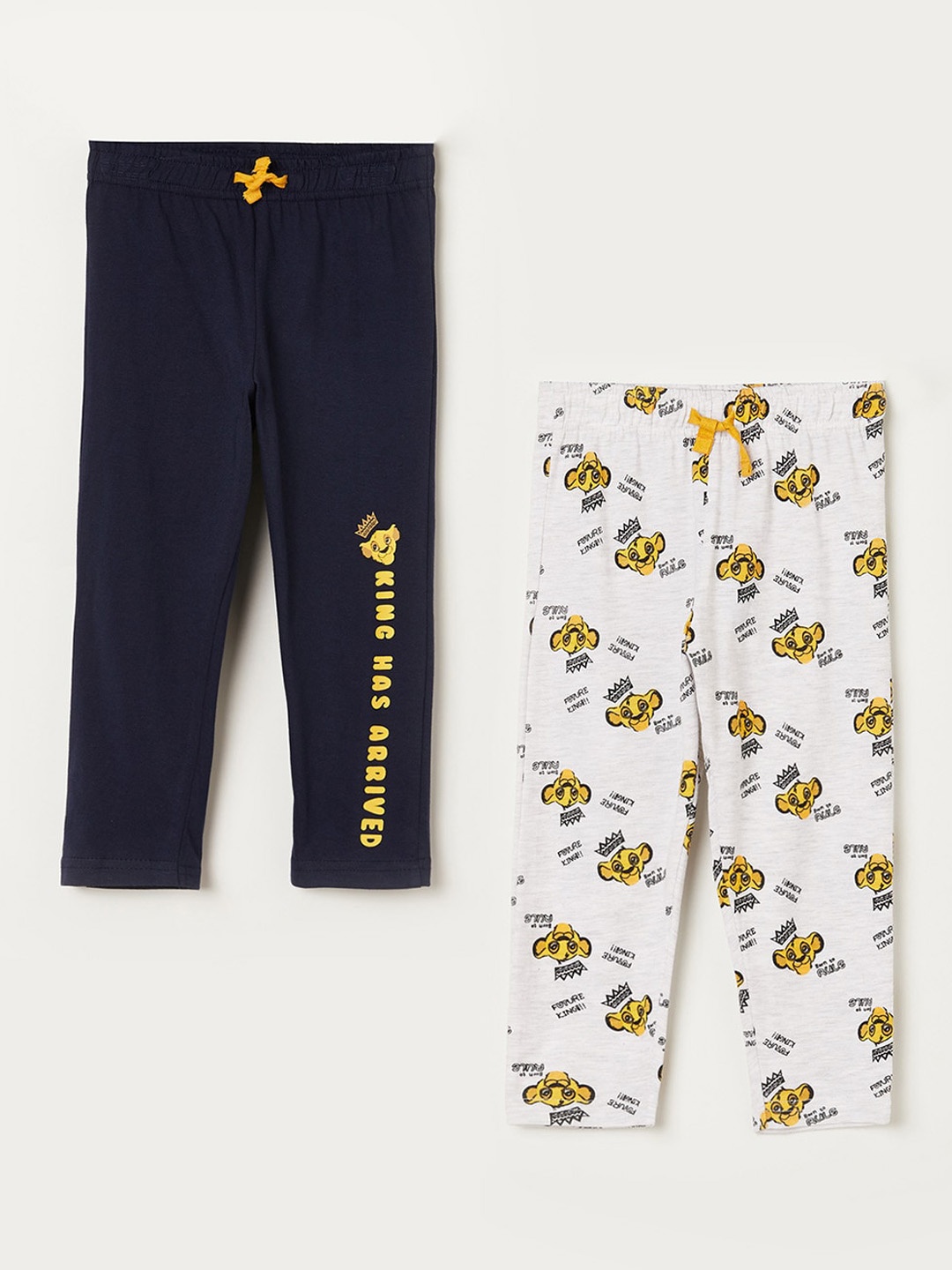

Juniors by Lifestyle Boys Pack of 2 Lion King Printed Cotton Track Pants, Navy blue