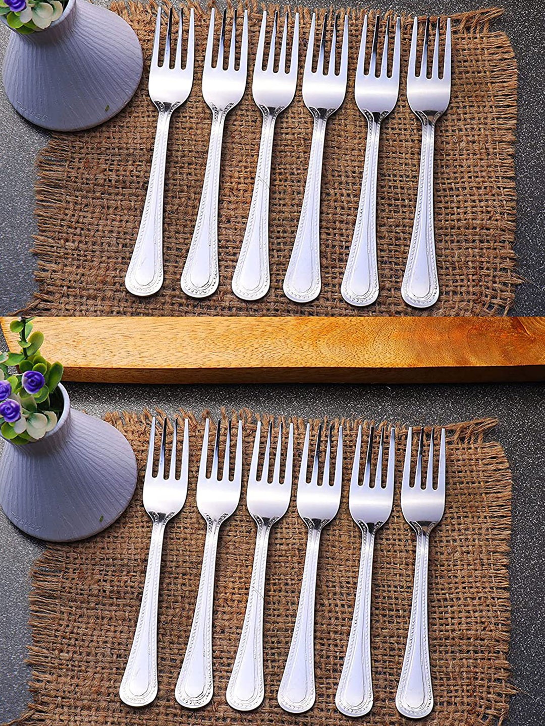 

ZEVORA Set Of 6 Silver-Toned Dining Table Forks