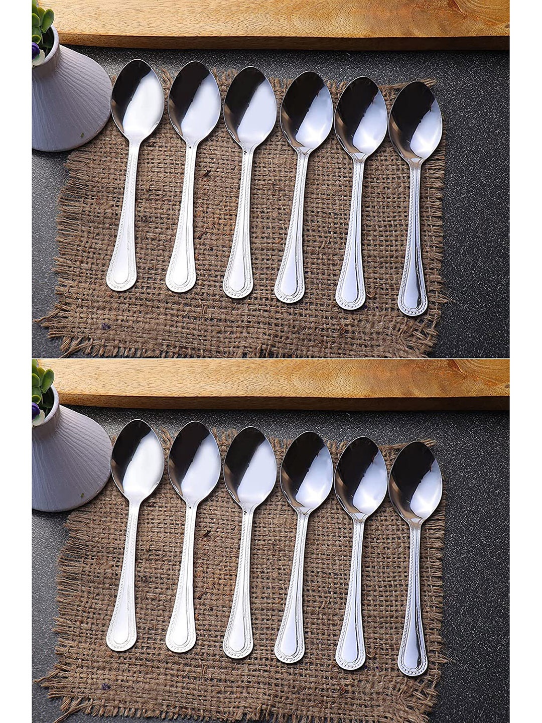 

ZEVORA Set of 12 Silver-Toned Solid Stainless Steel Dinner Spoon