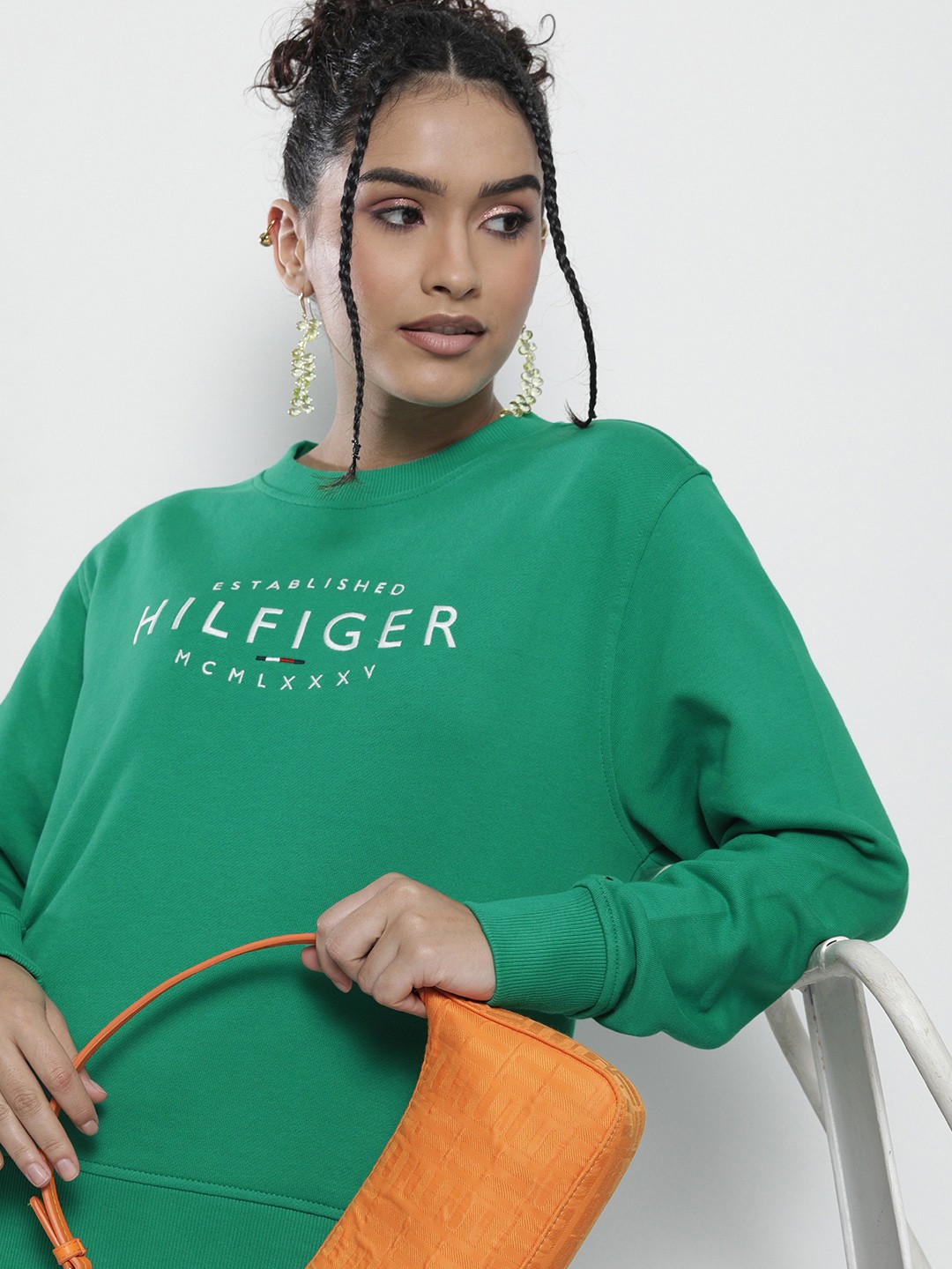 

Tommy Hilfiger Women Green & White Embroidered Sweatshirt