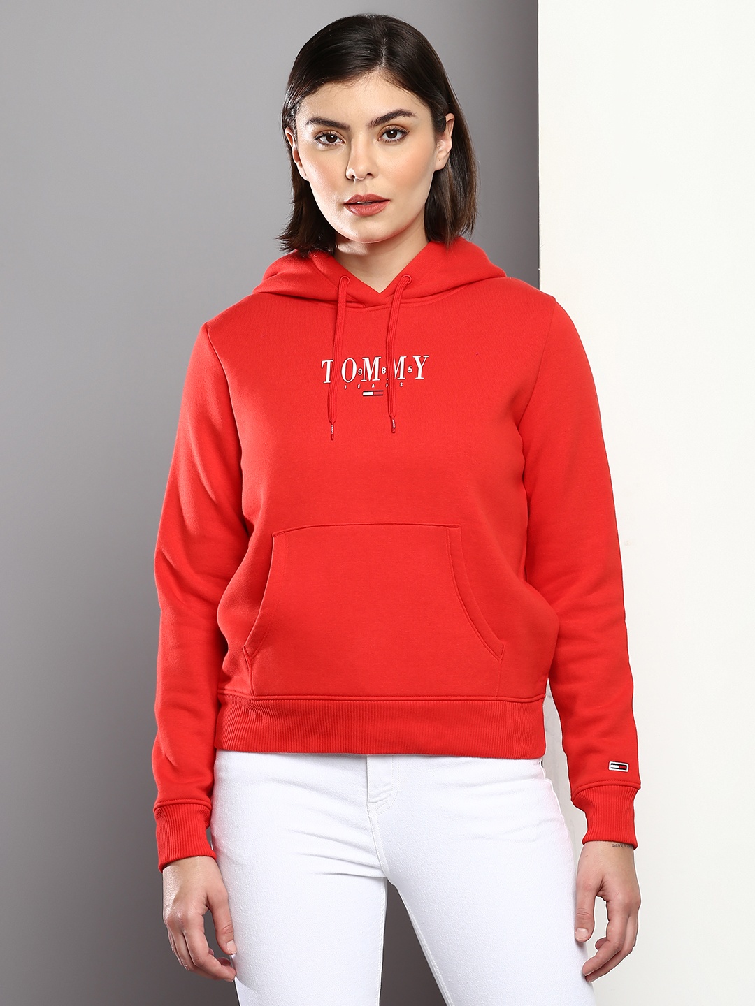 

Tommy Hilfiger Women Printed Hooded Sweatshirt, Red
