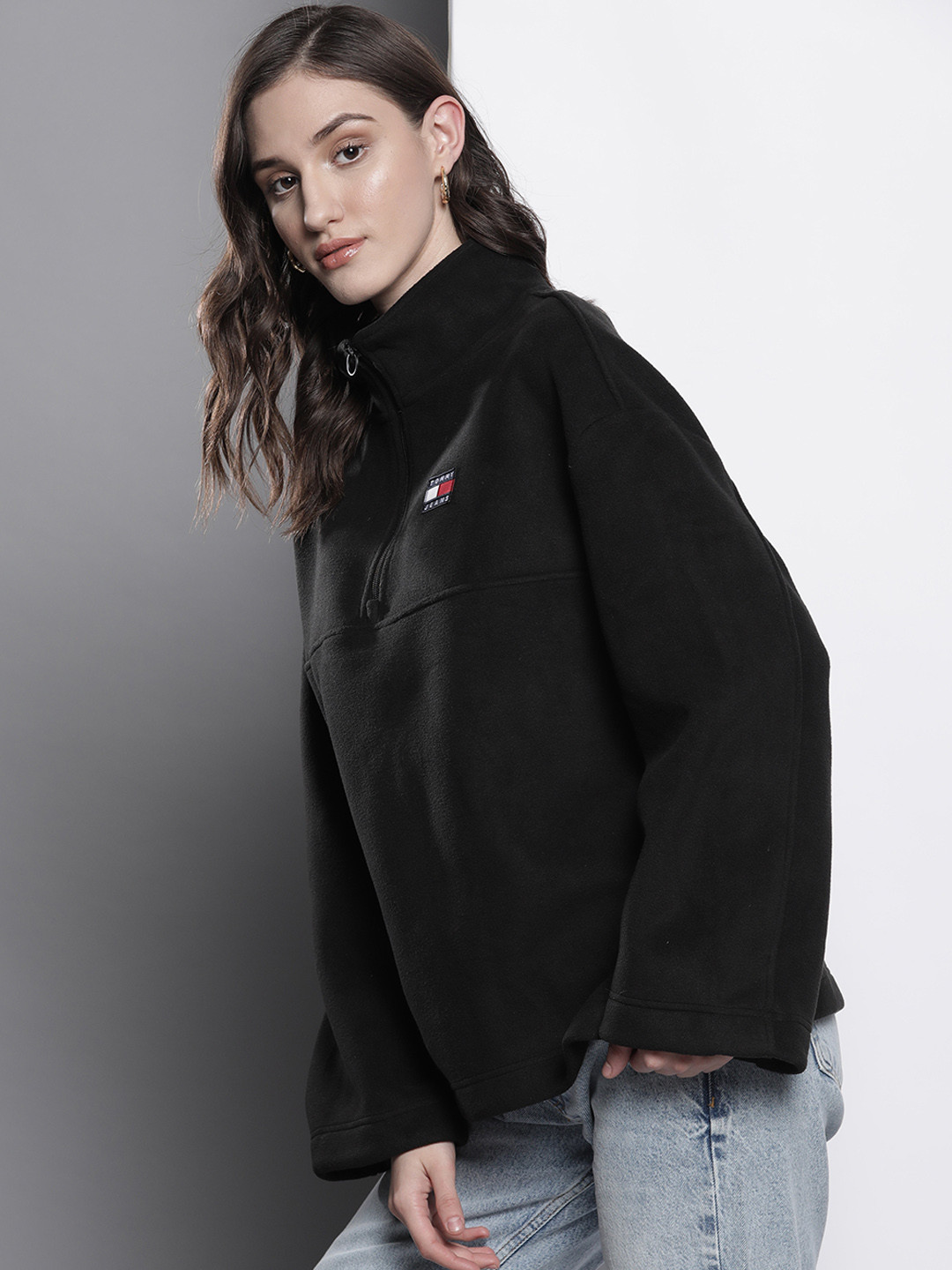 

Tommy Hilfiger Half Zipper Fleece Oversized Sweatshirt, Black