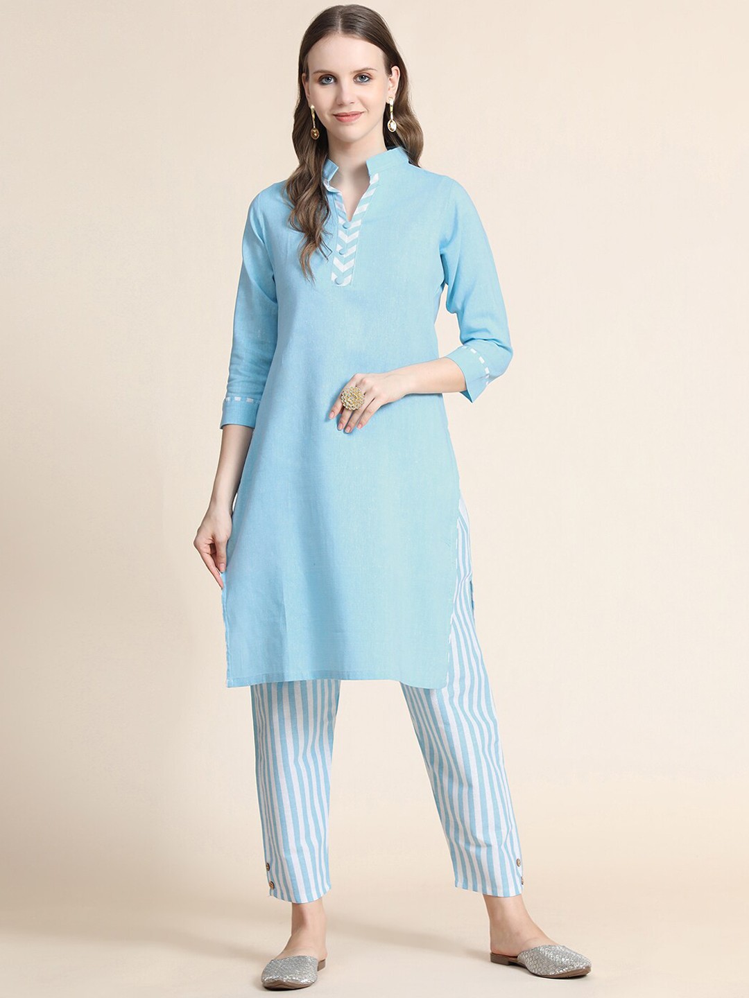 

KALINI Women Blue Kurta with Trousers
