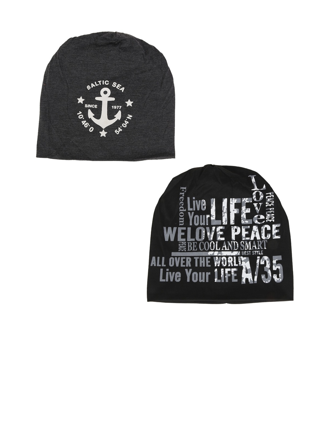

iSWEVEN Unisex Grey & White Printed Beanie