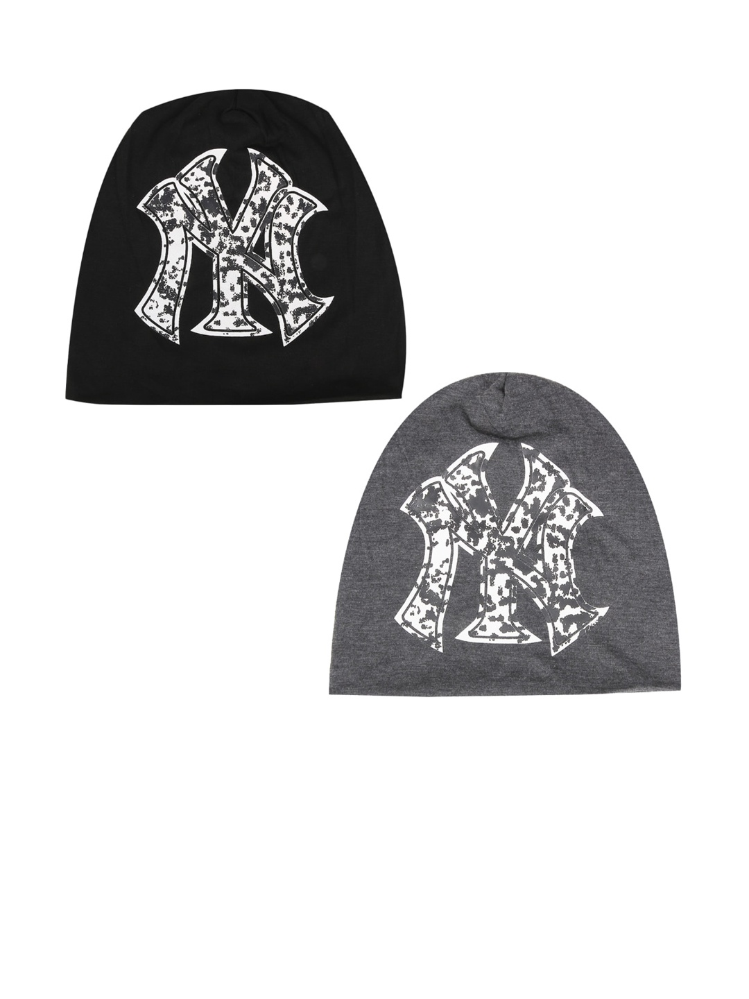 

iSWEVEN Unisex Black & Grey Printed Beanie