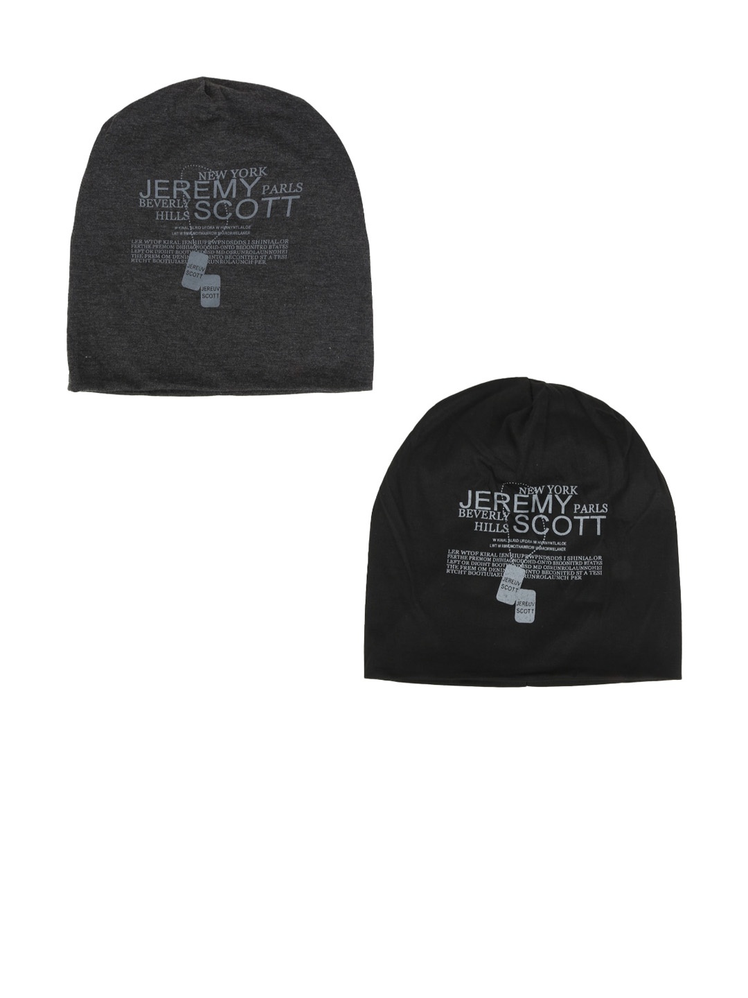 

iSWEVEN Unisex Cotton Slouchy Beanie and Skull Cap Pack Of 2, Black