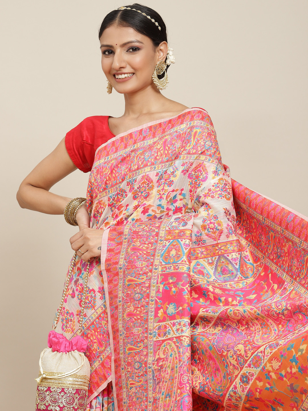 

Leeza Store Multicoloured Banarasi Saree, Multi