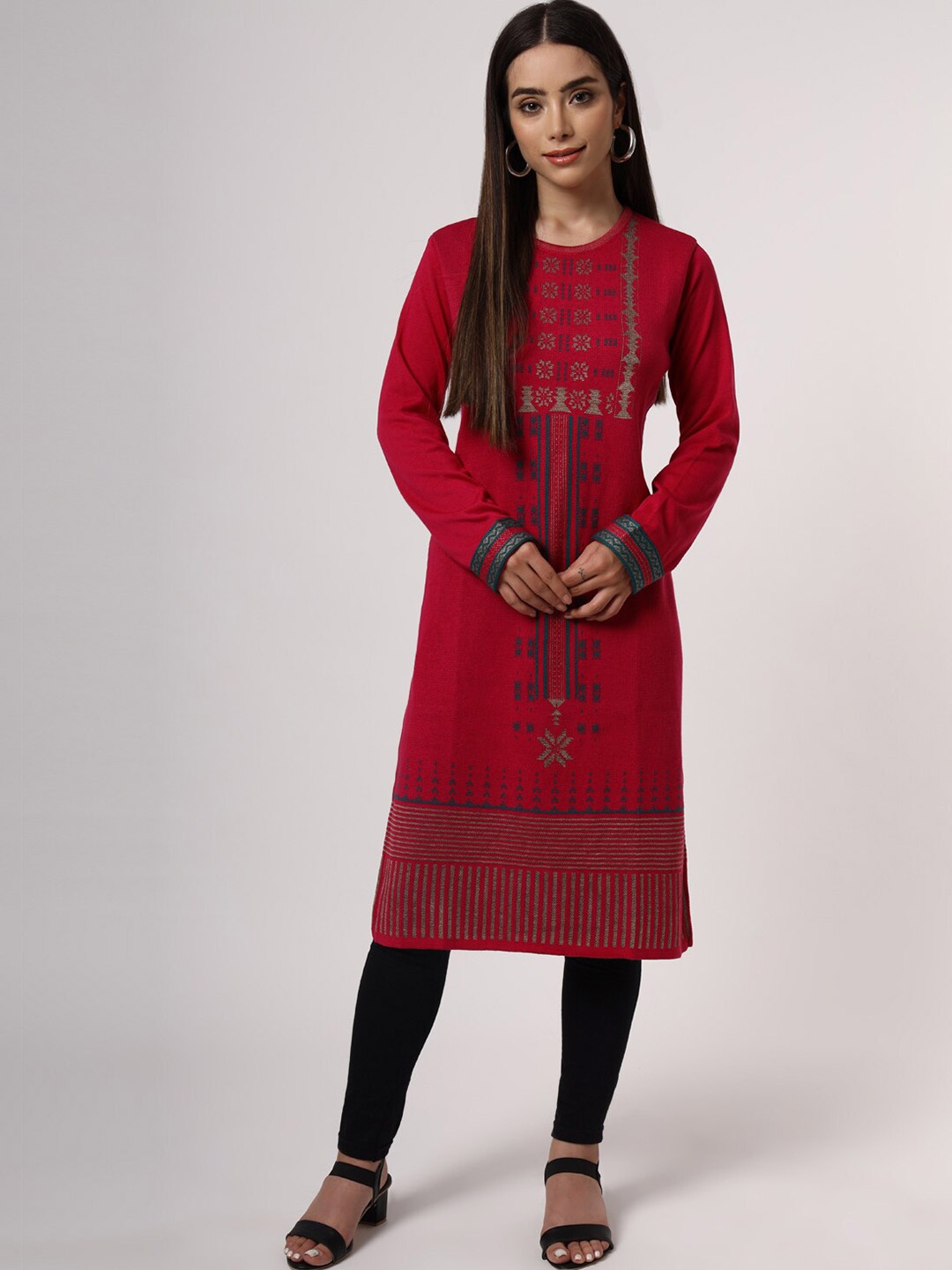 

KEIKO Women Red Ethnic Motifs Acrylic Kurta