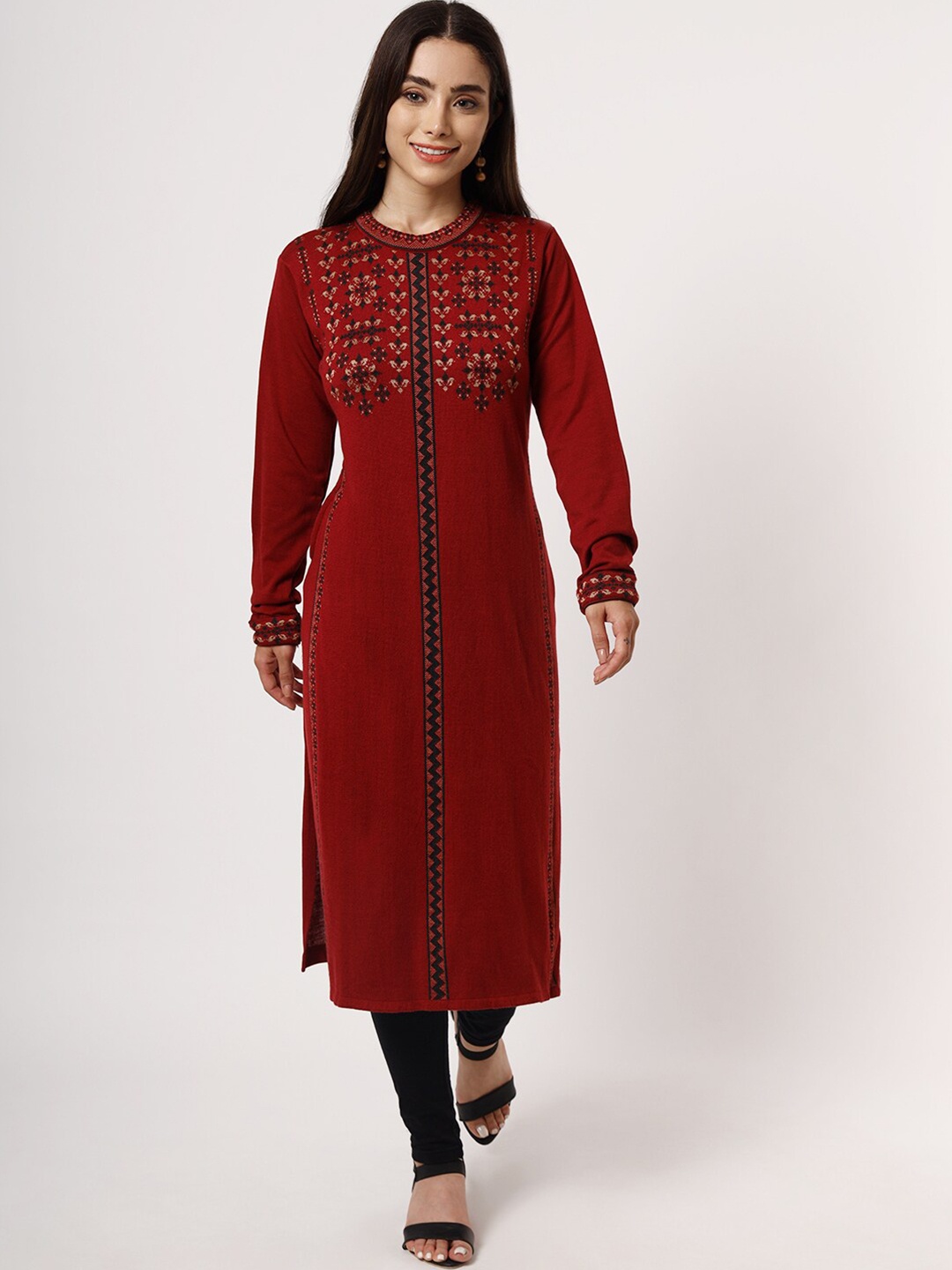

KEIKO Women Maroon & Navy Blue Geometric Printed Kurta