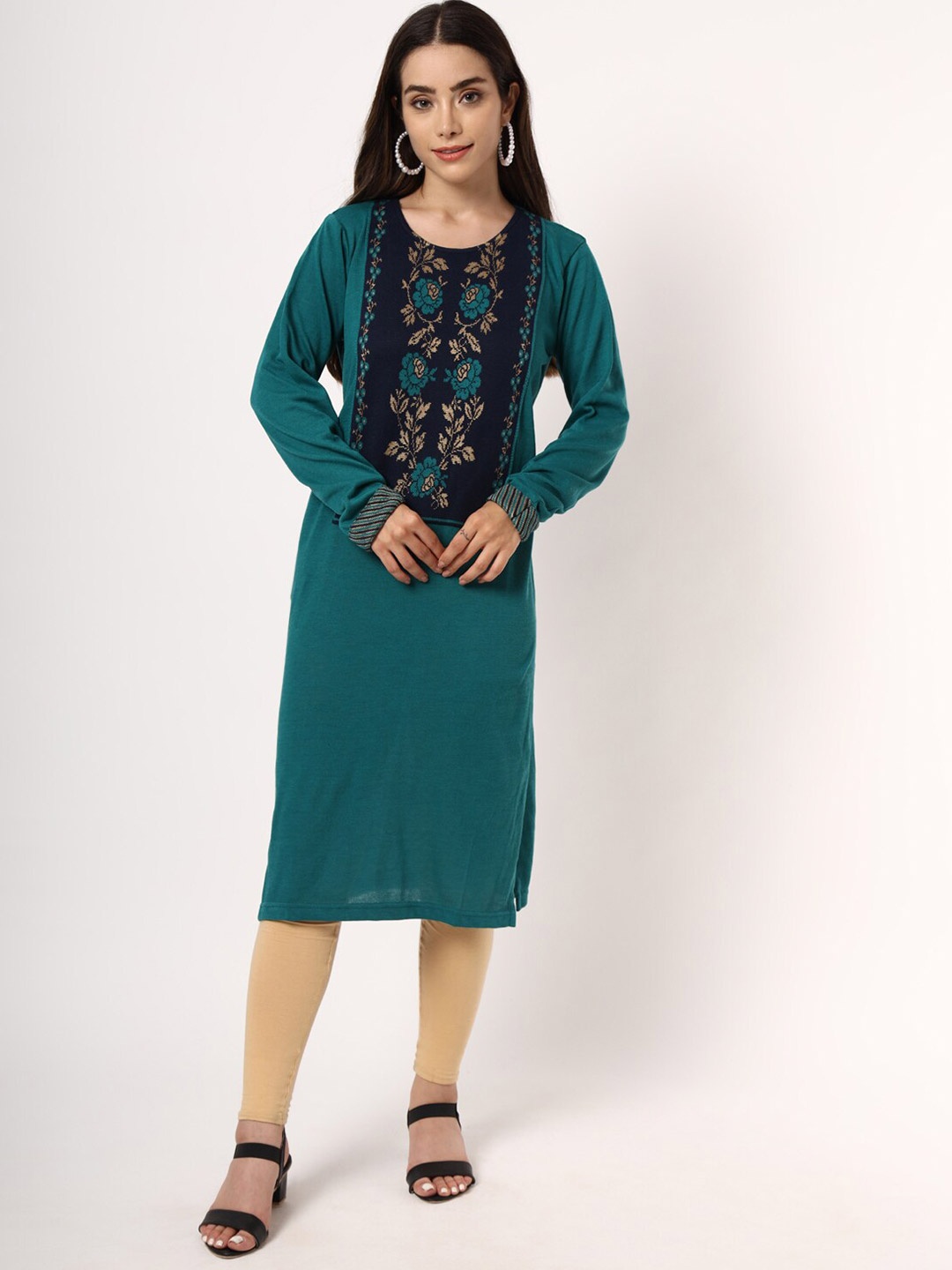 

KEIKO Women Sea Green & Black Ethnic Motifs Printed Kurta
