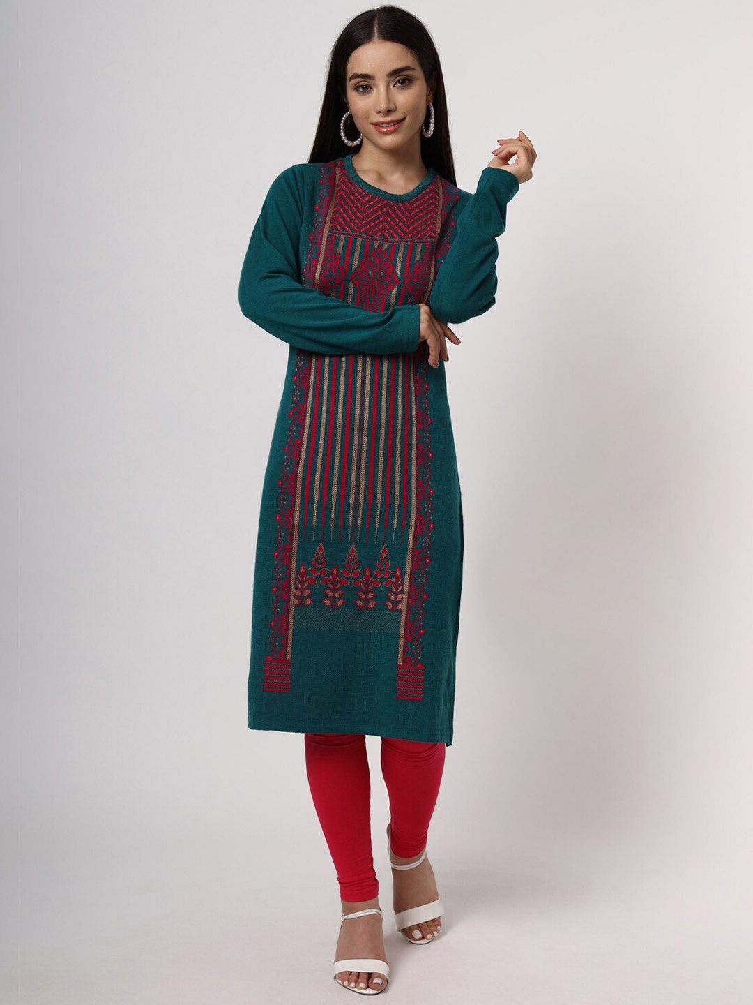 

KEIKO Women Green & Red Geometric Printed Kurta