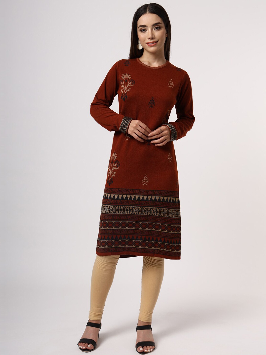 

KEIKO Women Rust Tribal Printed Acrylic Kurta