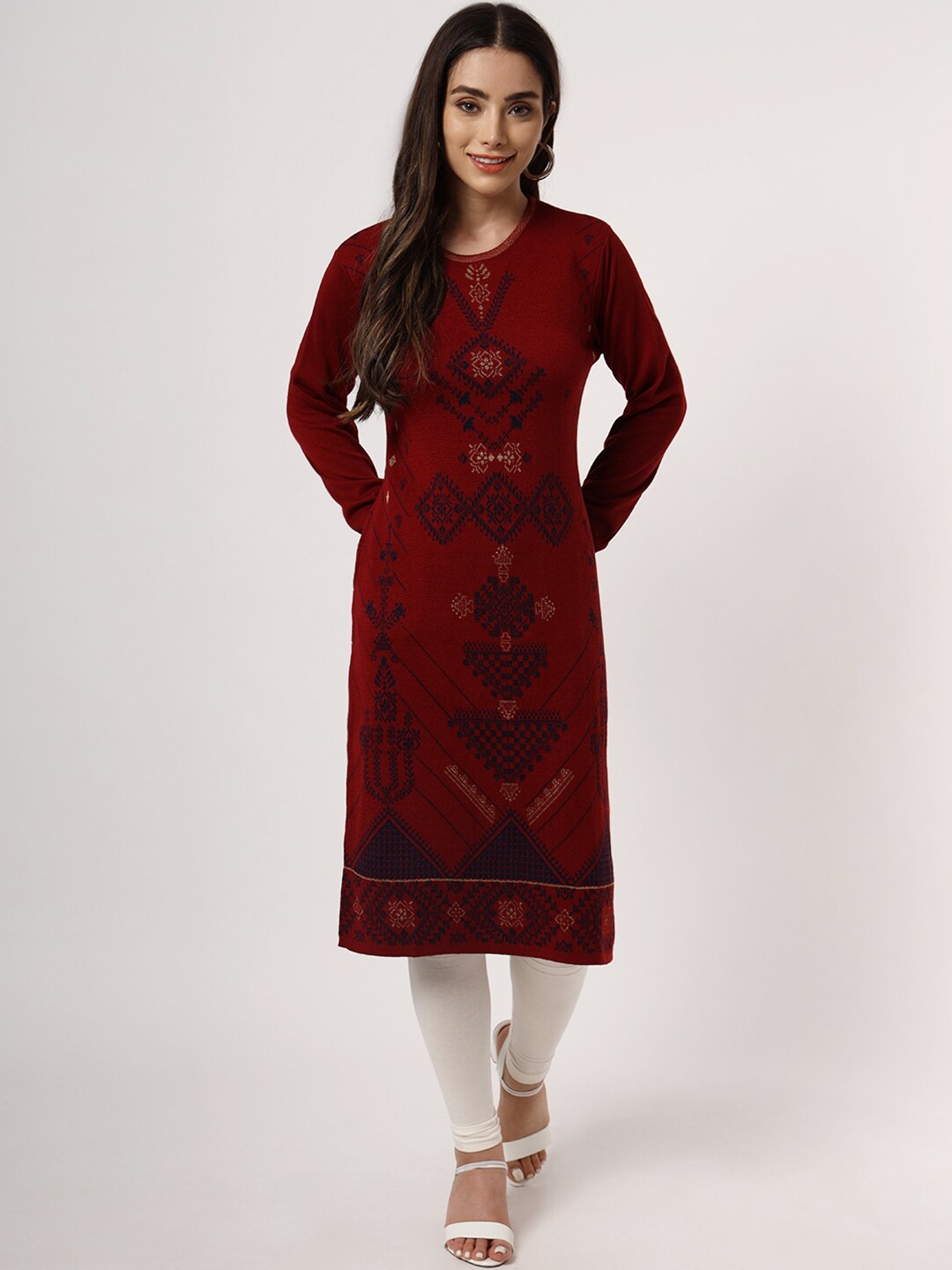 

KEIKO Women Maroon Geometric Printed Acrylic Kurta