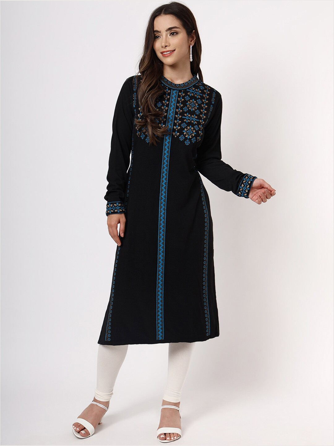 

KEIKO Women Black & Blue Acrylic Kurta