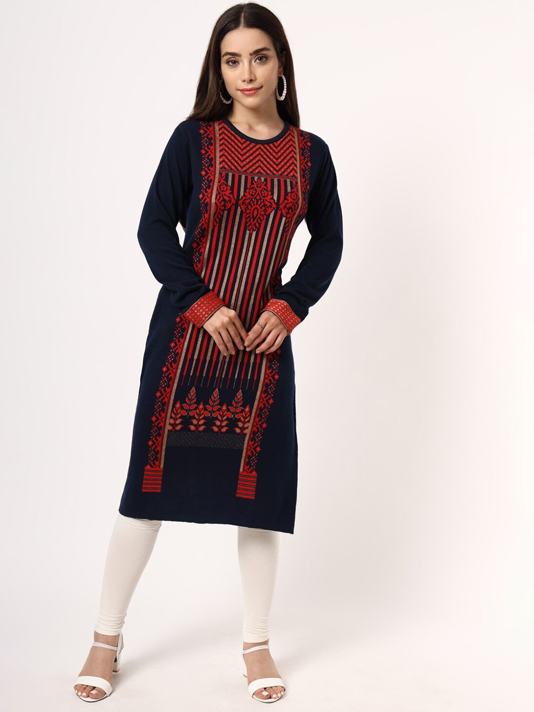 

KEIKO Women Navy Blue & Red Floral Printed Pullover