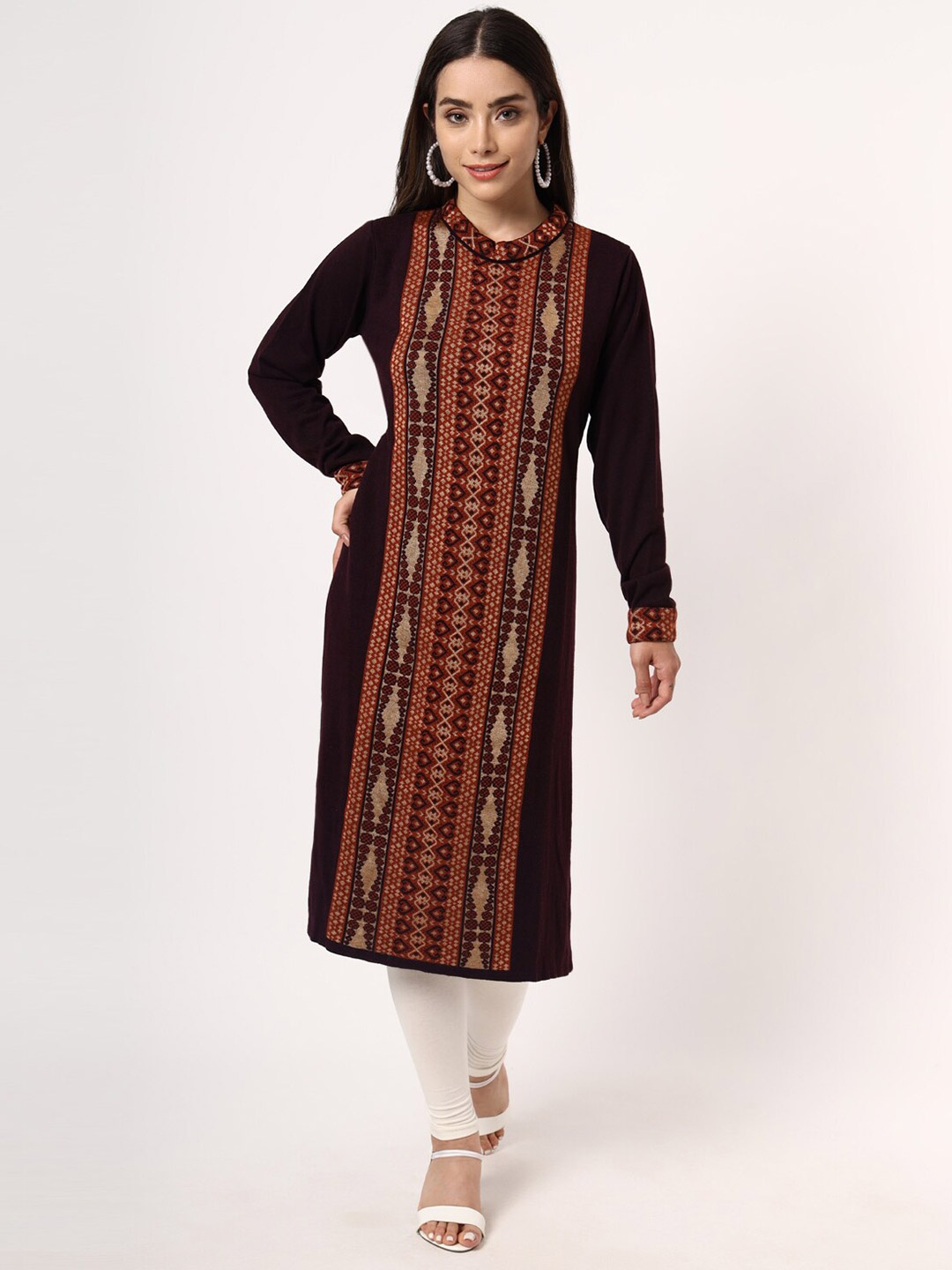 

KEIKO Women Brown & Red Ethnic Motifs Printed Pure Acrylic Kurta