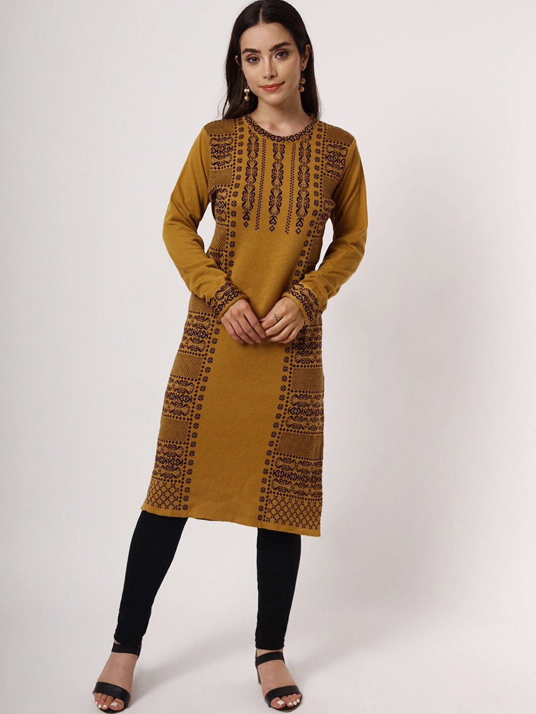 

KEIKO Women Mustard Yellow Ethnic Motifs Acrylic Kurta