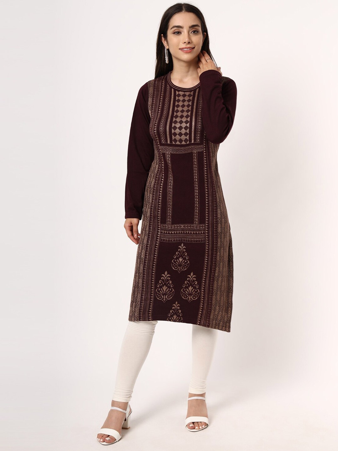 

KEIKO Women Mauve & Gold-Toned Ethnic Motifs Printed Kurta