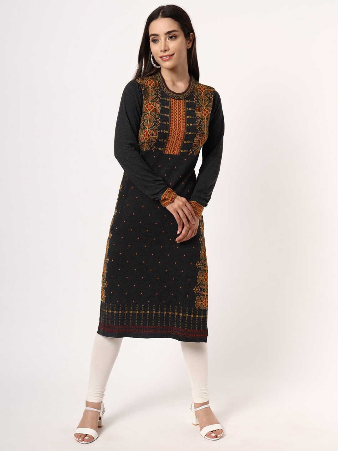 

KEIKO Women Charcoal Geometric Printed Kurta