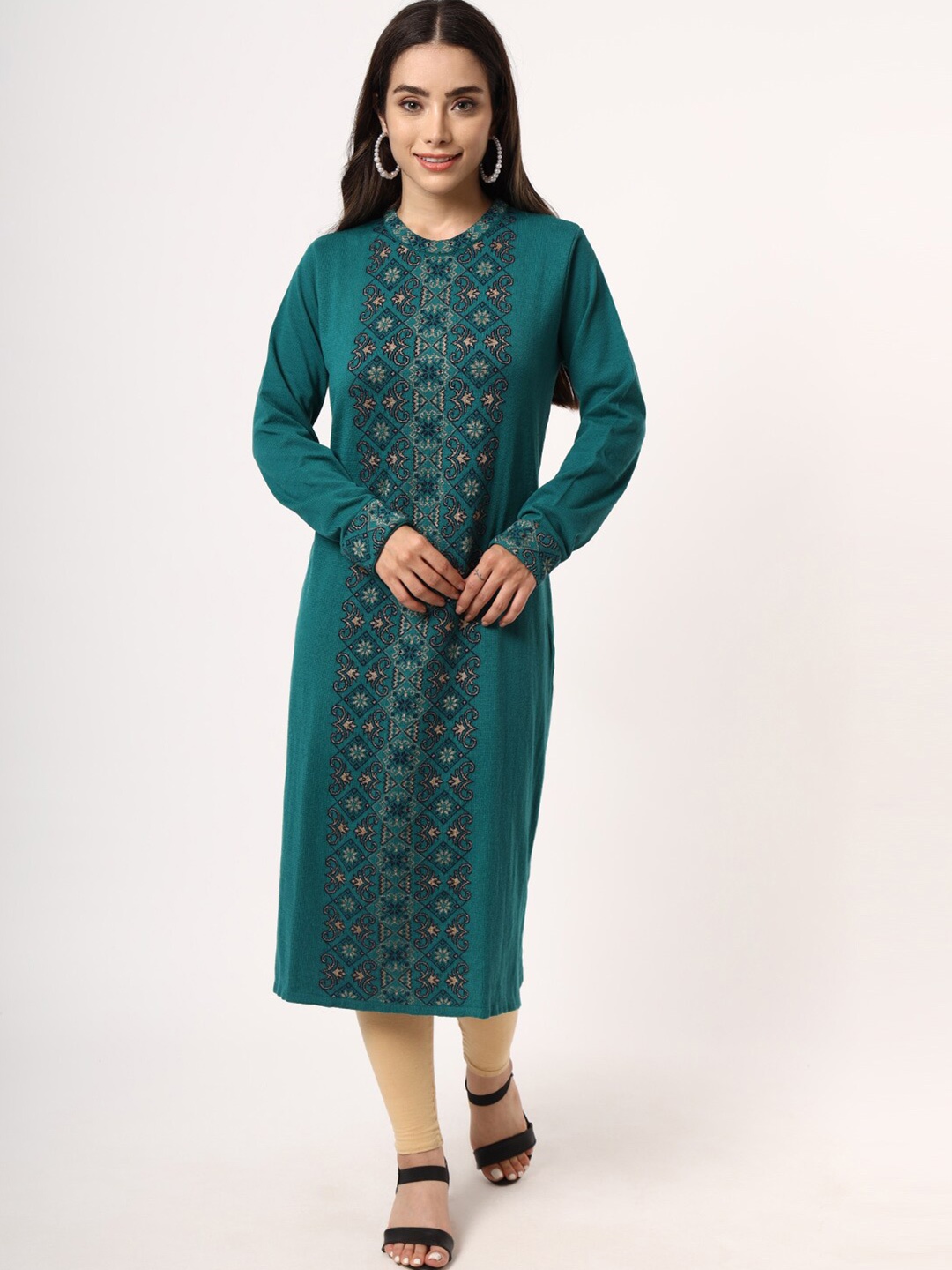 

KEIKO Women Sea Green & Black Ethnic Motifs Printed Kurta