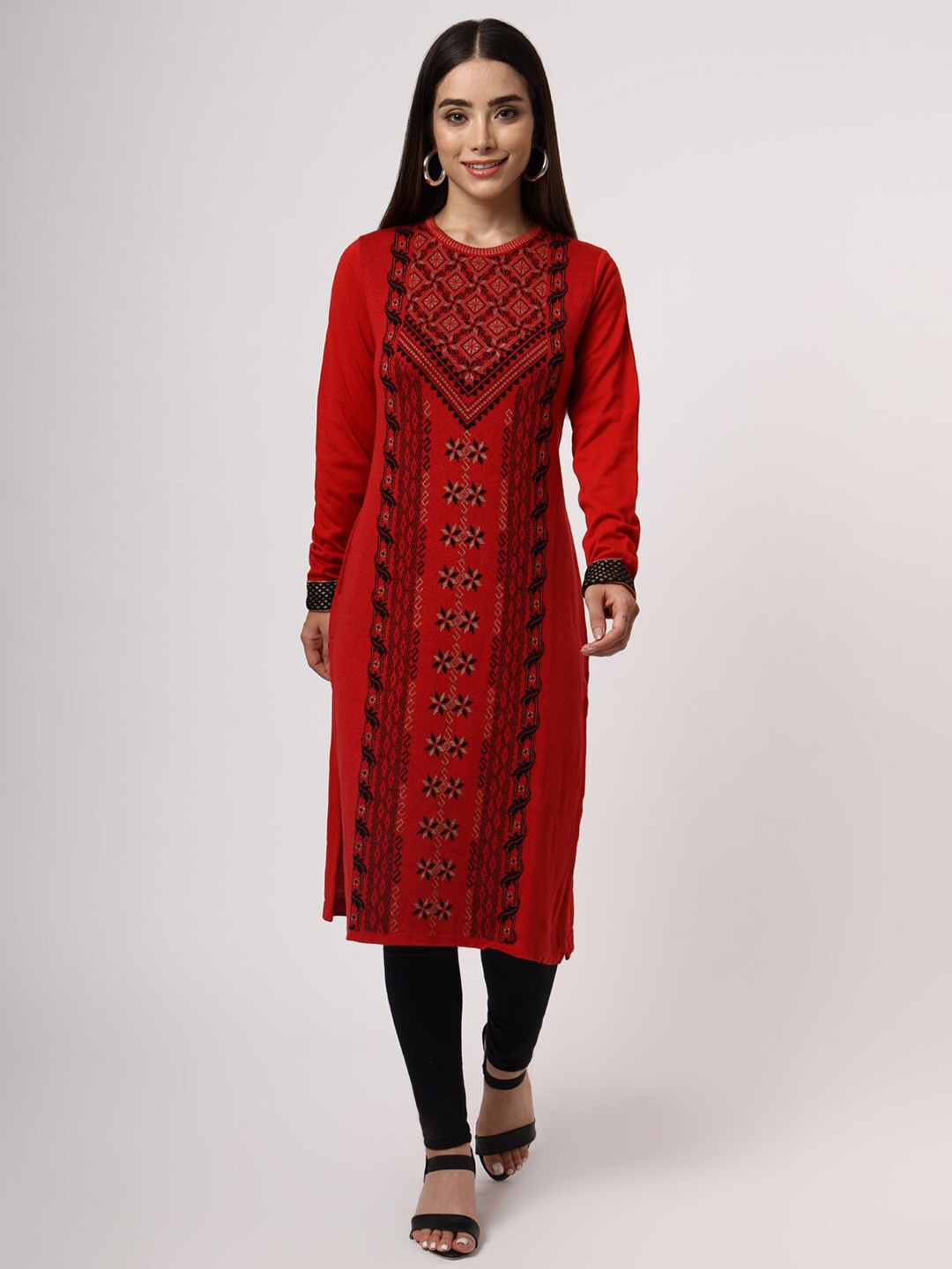 

KEIKO Women Red Ethnic Motifs Printed Acrylic Kurta