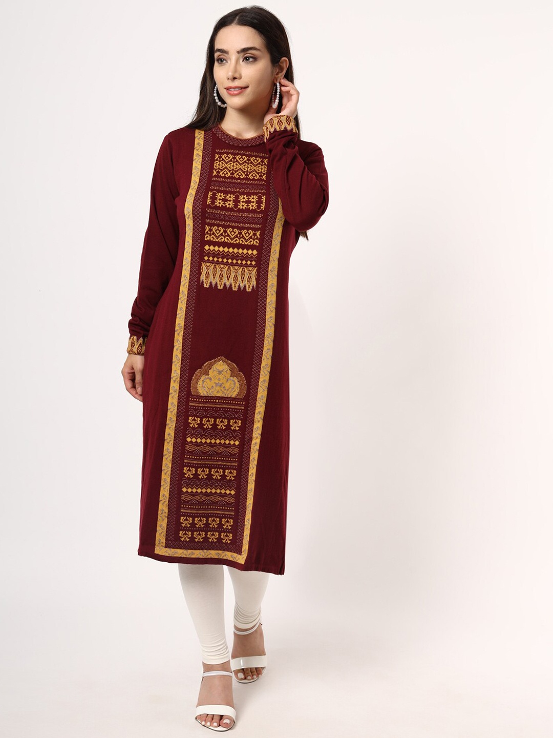 

KEIKO Women Burgundy & Yellow Ethnic Motifs Printed Kurta