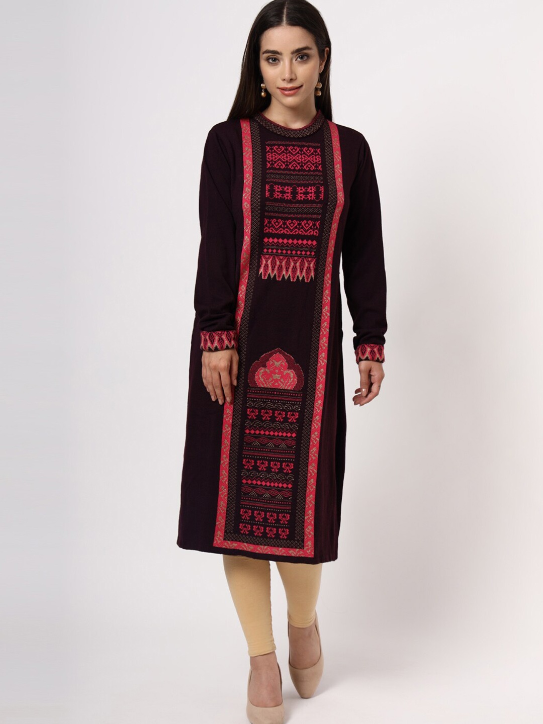 

KEIKO Women Black & Mauve Ethnic Motifs Printed Kurta