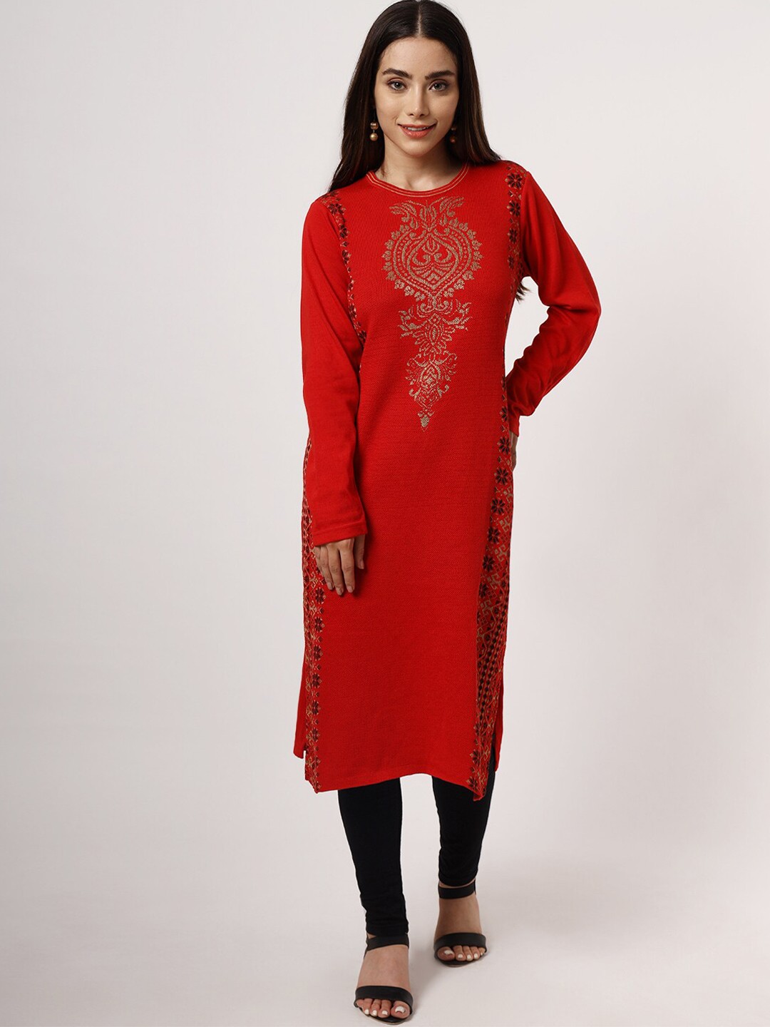 

KEIKO Women Red & Gold-Toned Ethnic Motifs Kurta