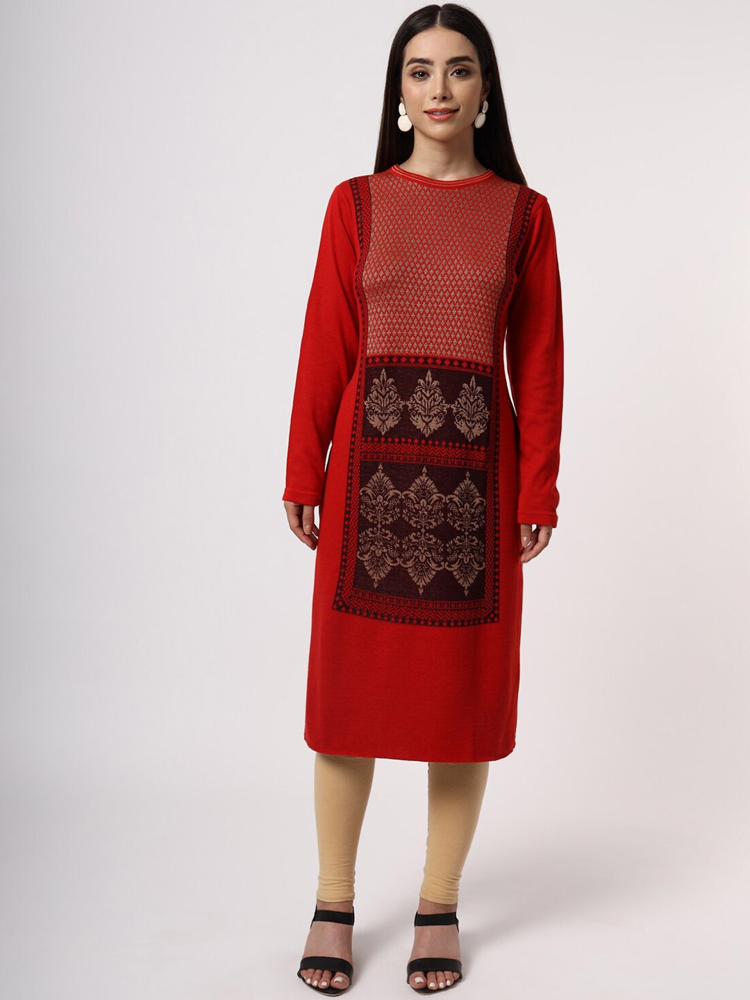 

KEIKO Women Red & Black Geometric Printed Kurta