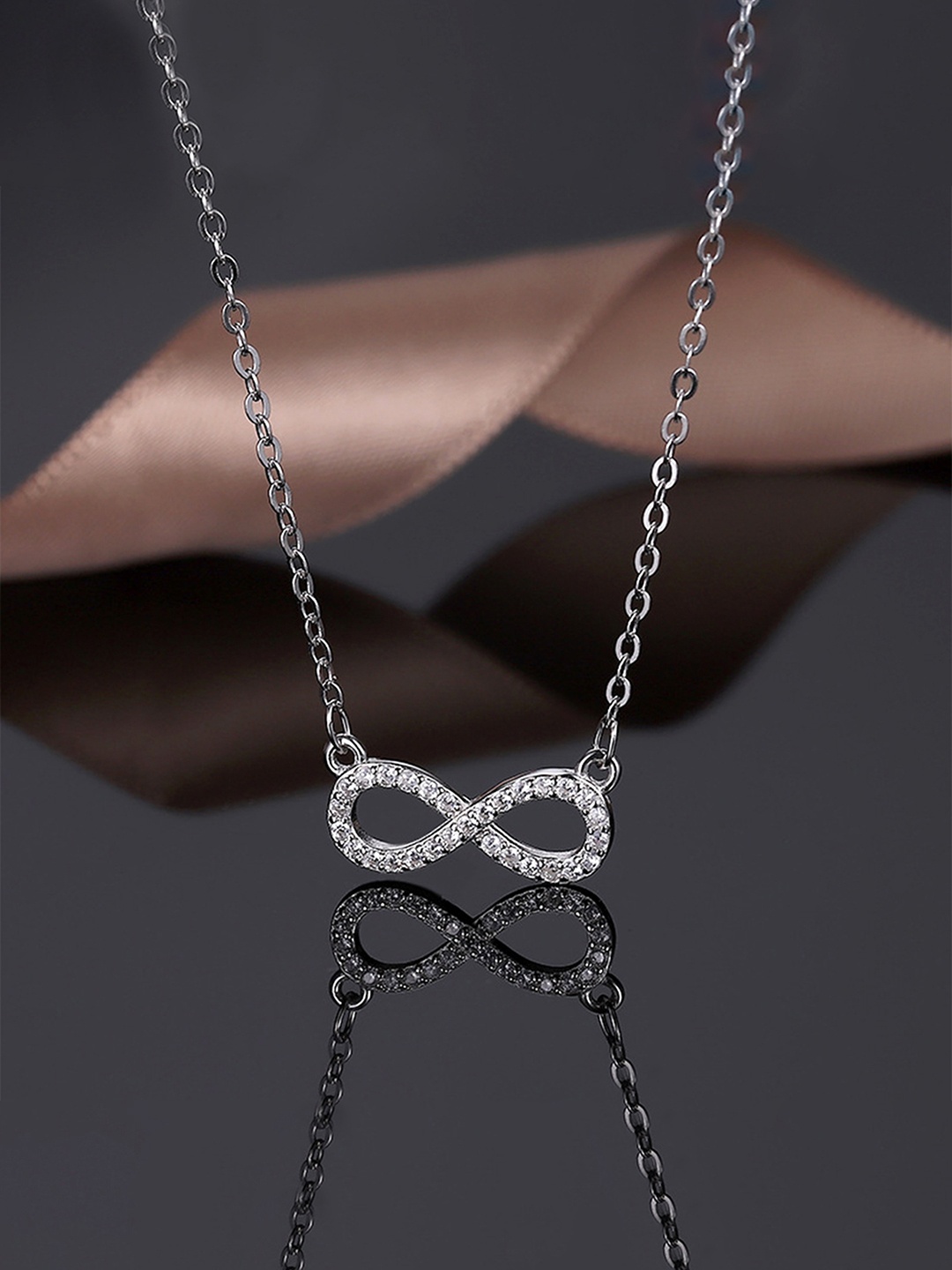 

Yellow Chimes Silver-Toned Rhodium-Plated Infinite Pendant Chain