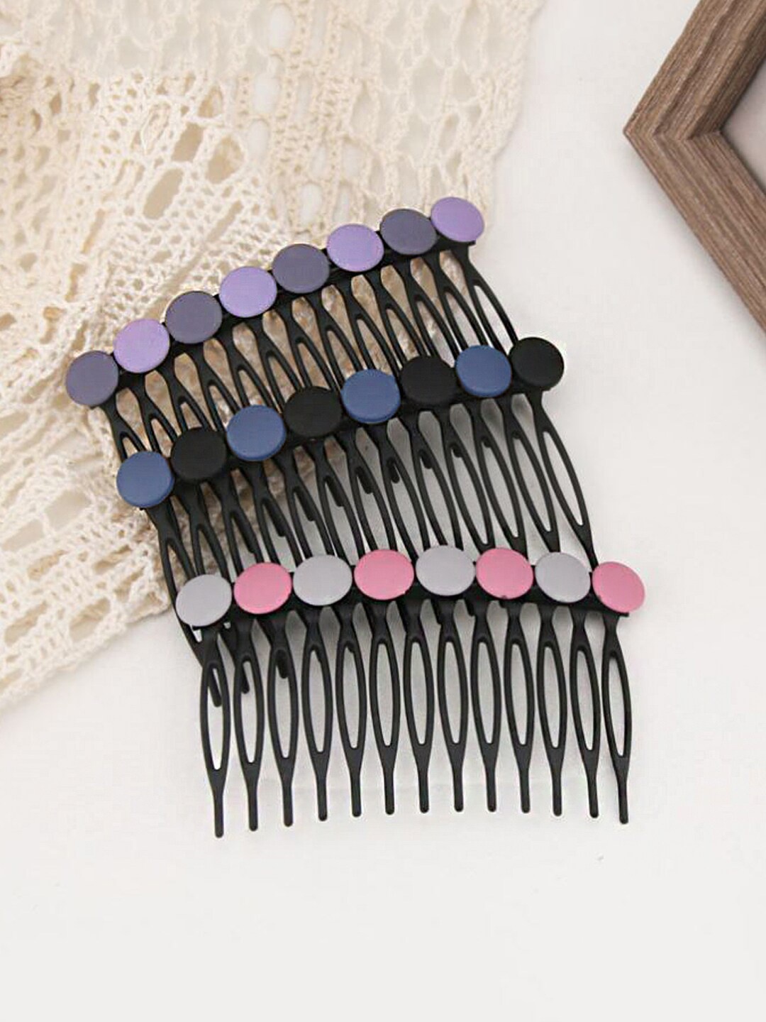 

Yellow Chimes Women Set of 3 Pink & Blue French Twist Hair Comb Clip