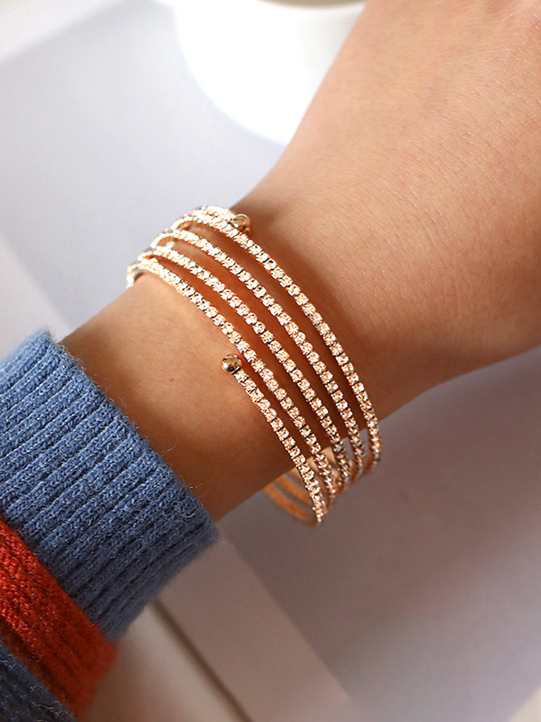 

Yellow Chimes Women Gold-Toned & White Gold-Plated Bangle-Style Bracelet