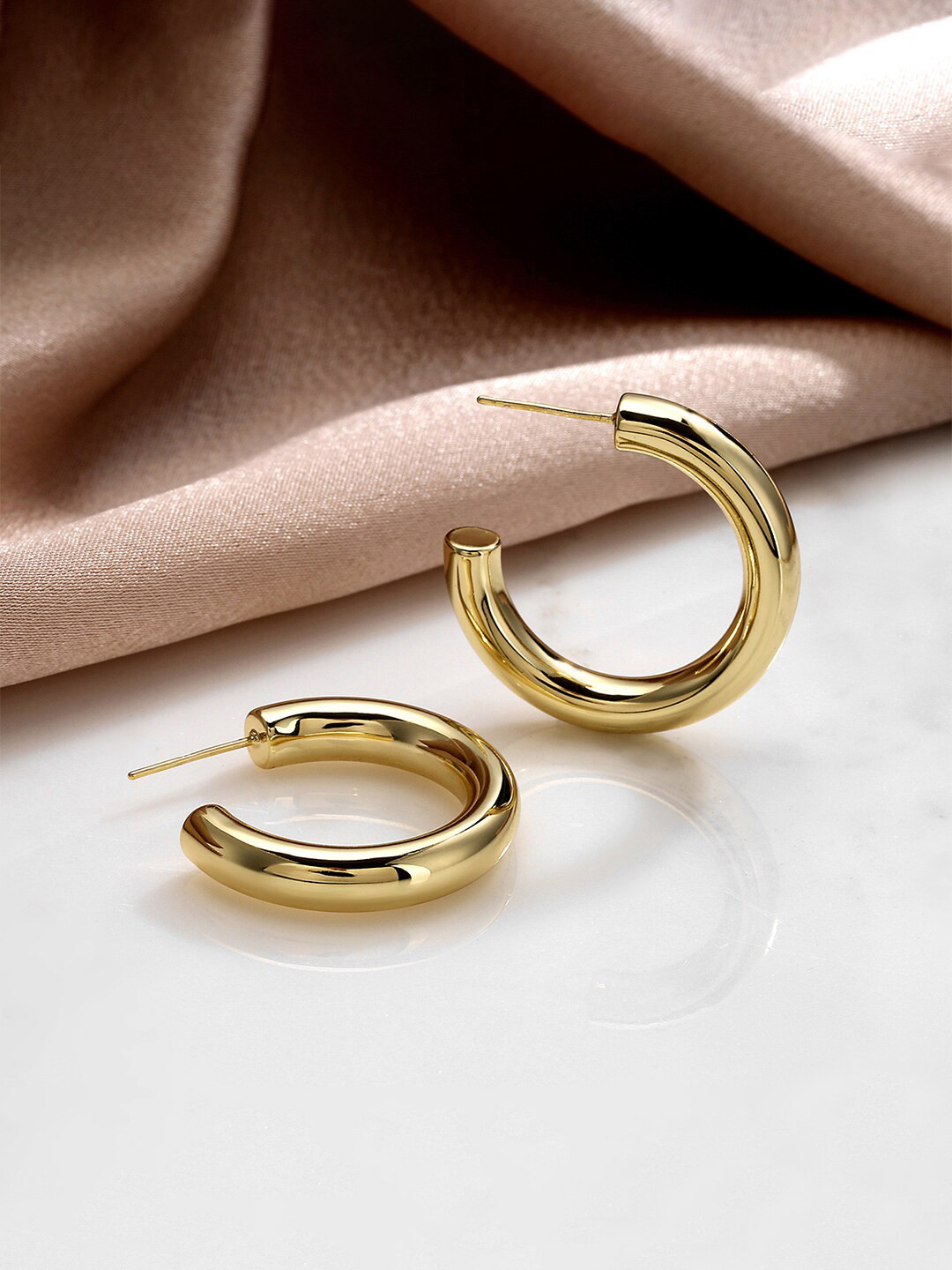 

Yellow Chimes Gold-Toned Contemporary Half Hoop Earring