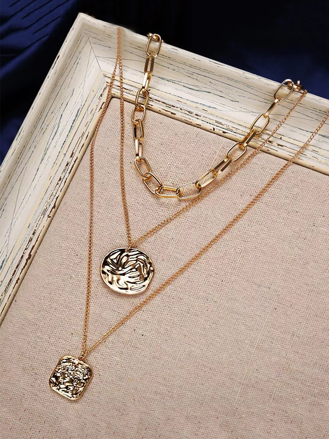 

Yellow Chimes Woman Gold Plated Multilayer Chain Link Designed Necklace