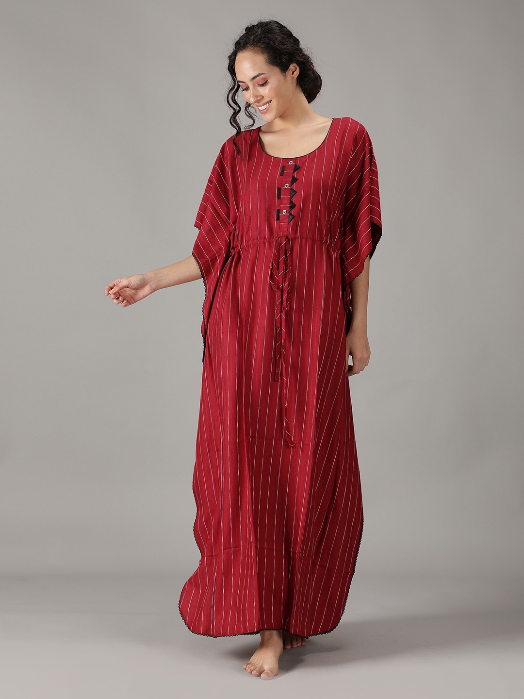 

NIGHTSPREE Red Striped Maxi Nightdress