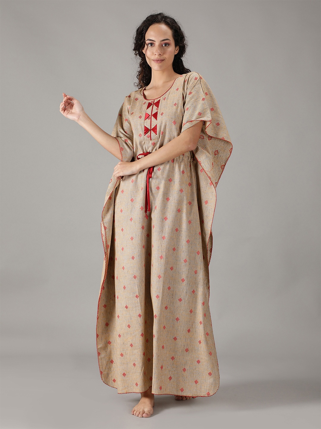 

NIGHTSPREE Yellow Printed Maxi Nightdress