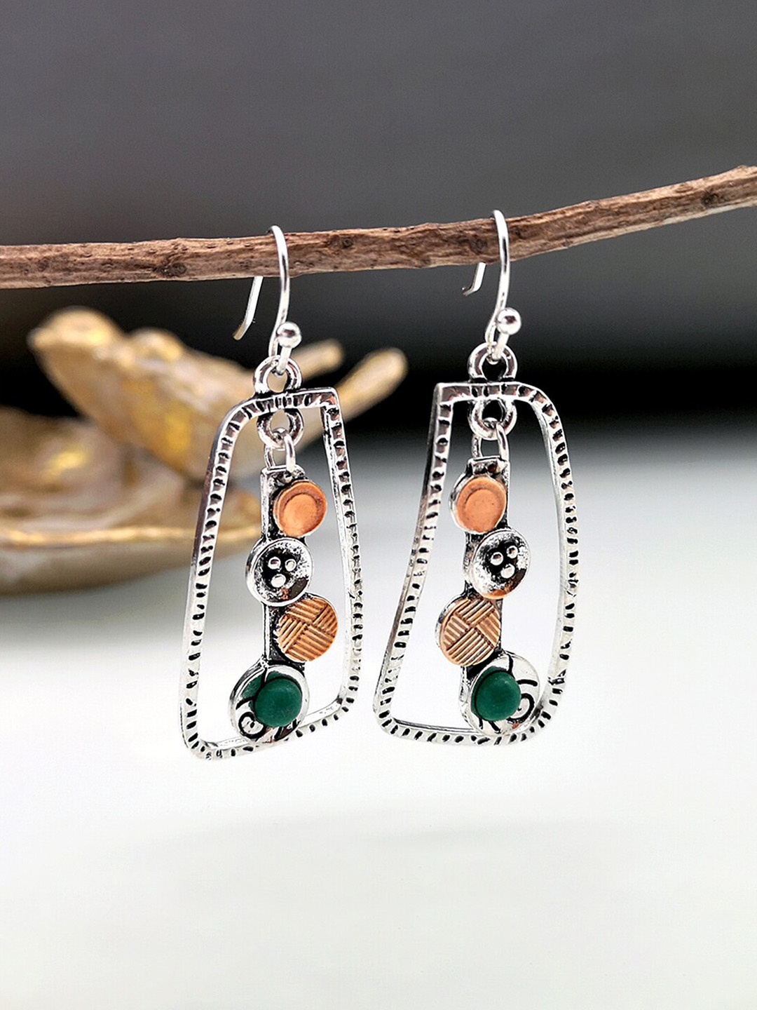 

Unwind by Yellow Chimes Multicoloured Geometric Drop Earrings, Multi