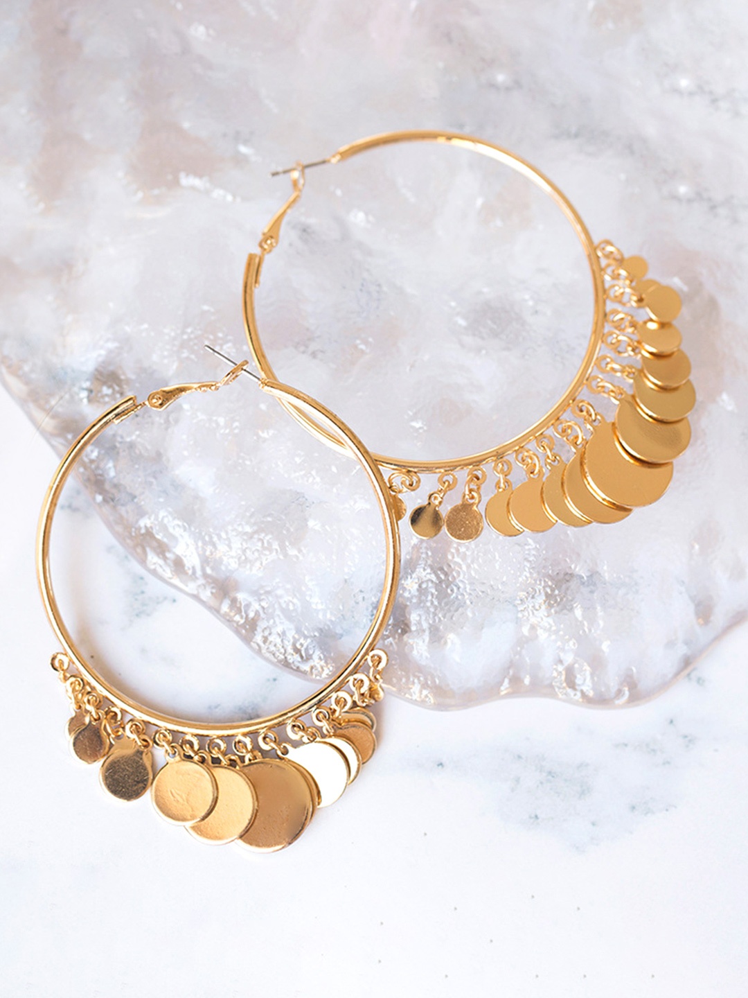 

Unwind by Yellow Chimes Gold-Toned Contemporary Hoop Earrings