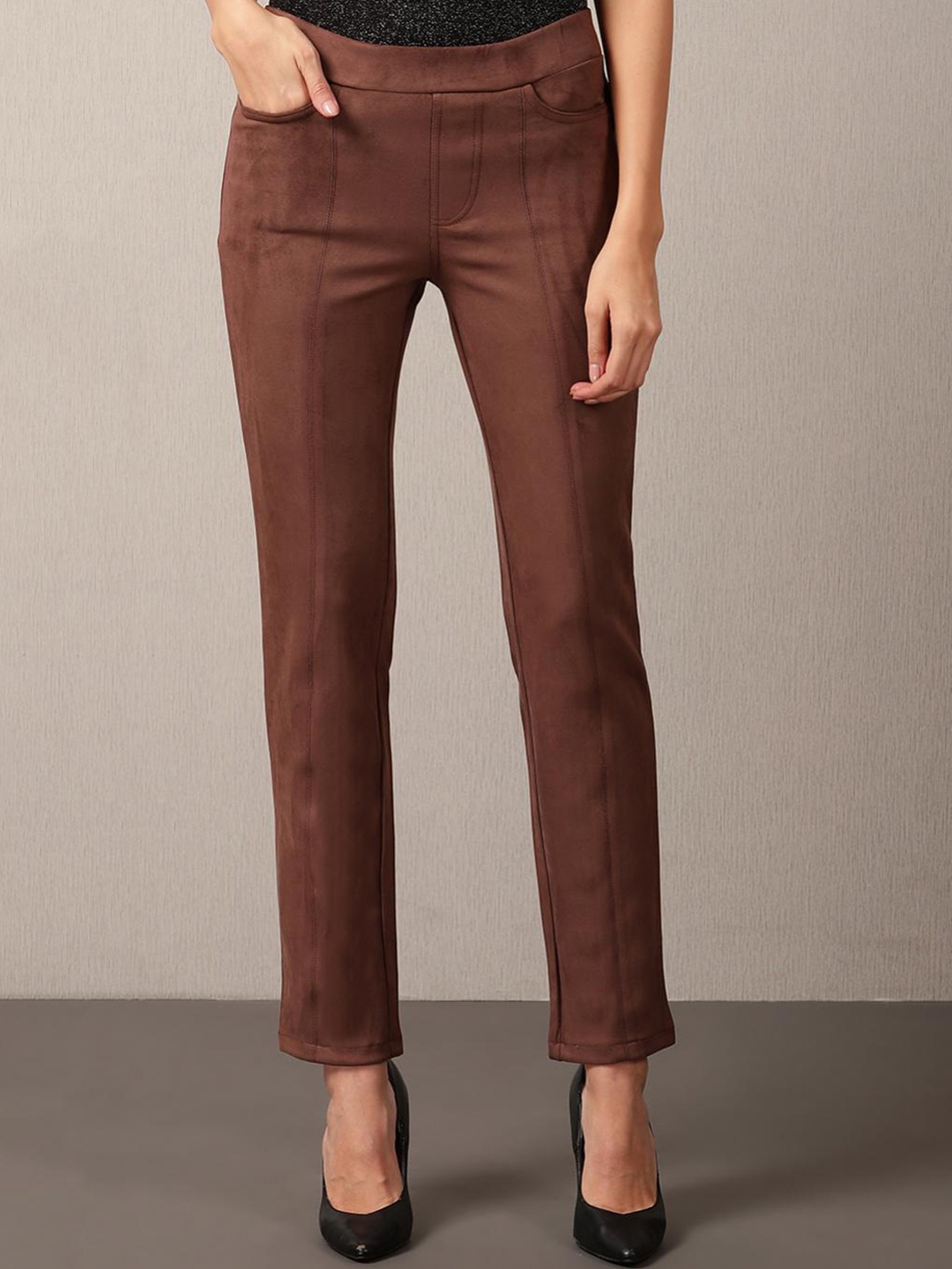 

Lakshita Women Brown Solid Panelled Trousers