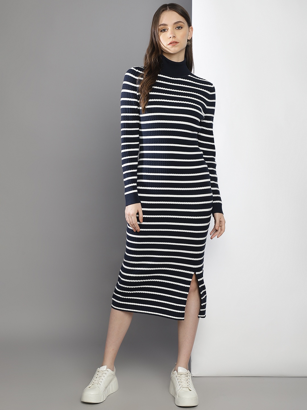 

Tommy Hilfiger Striped Bodycon Midi Dress, Navy blue