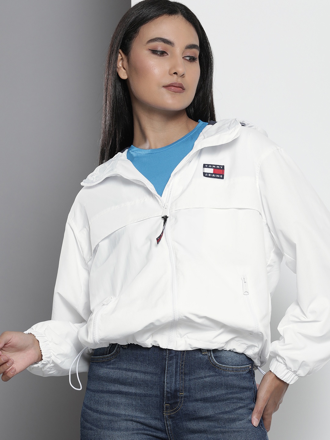 

Tommy Hilfiger Women White Solid Sporty Jacket