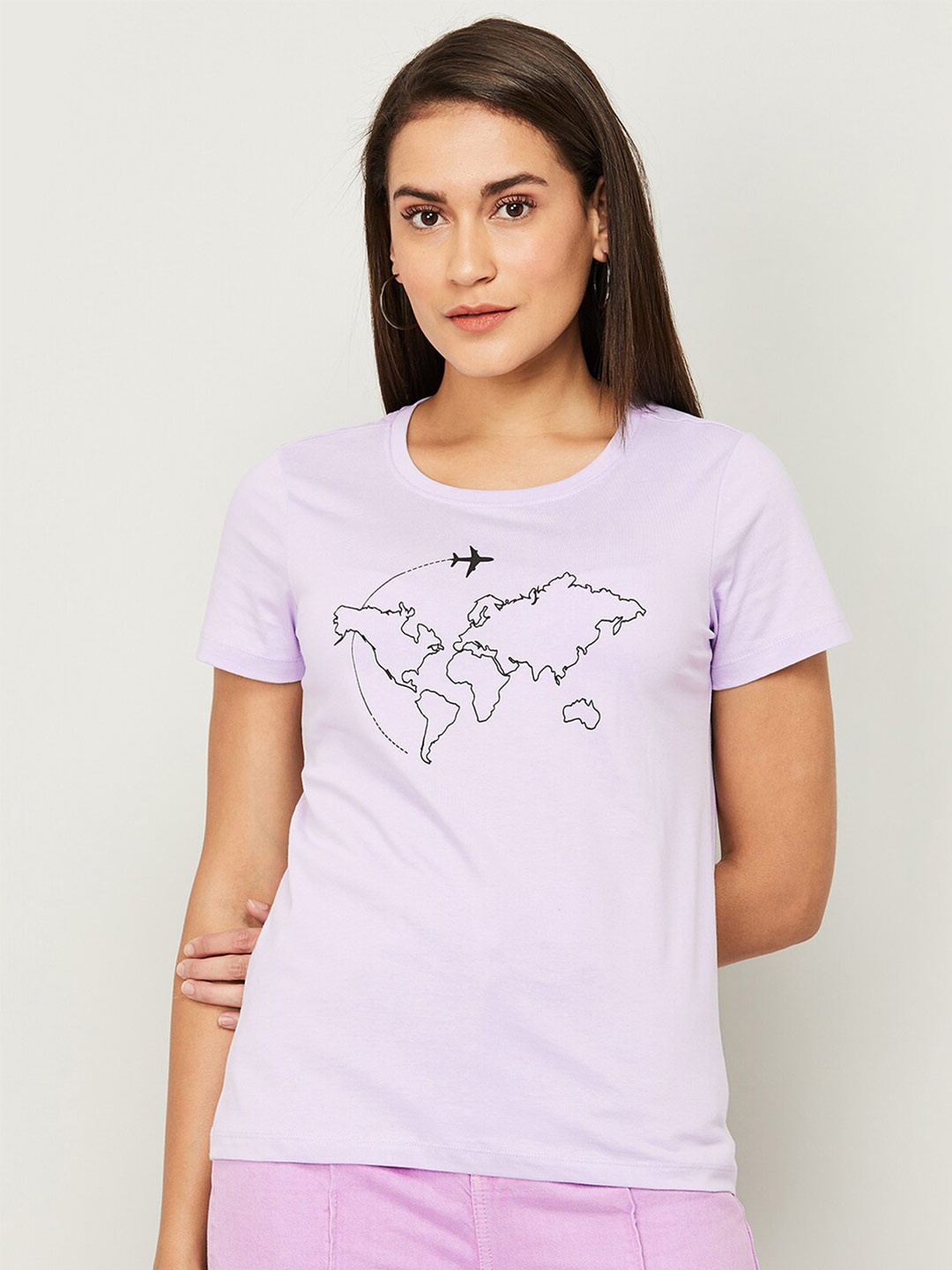 

Fame Forever by Lifestyle Women Purple Pure Cotton Printed T-shirt