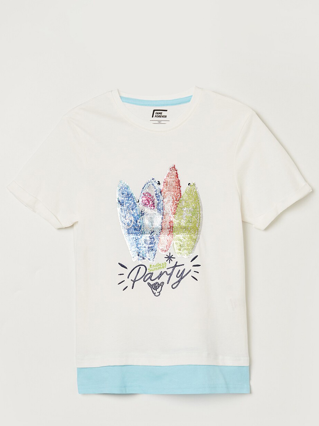 

Fame Forever by Lifestyle Boys White Printed Cotton T-shirt