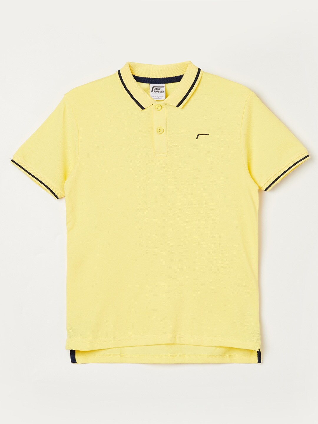 

Fame Forever by Lifestyle Boys Yellow & Black Polo Collar T-shirt