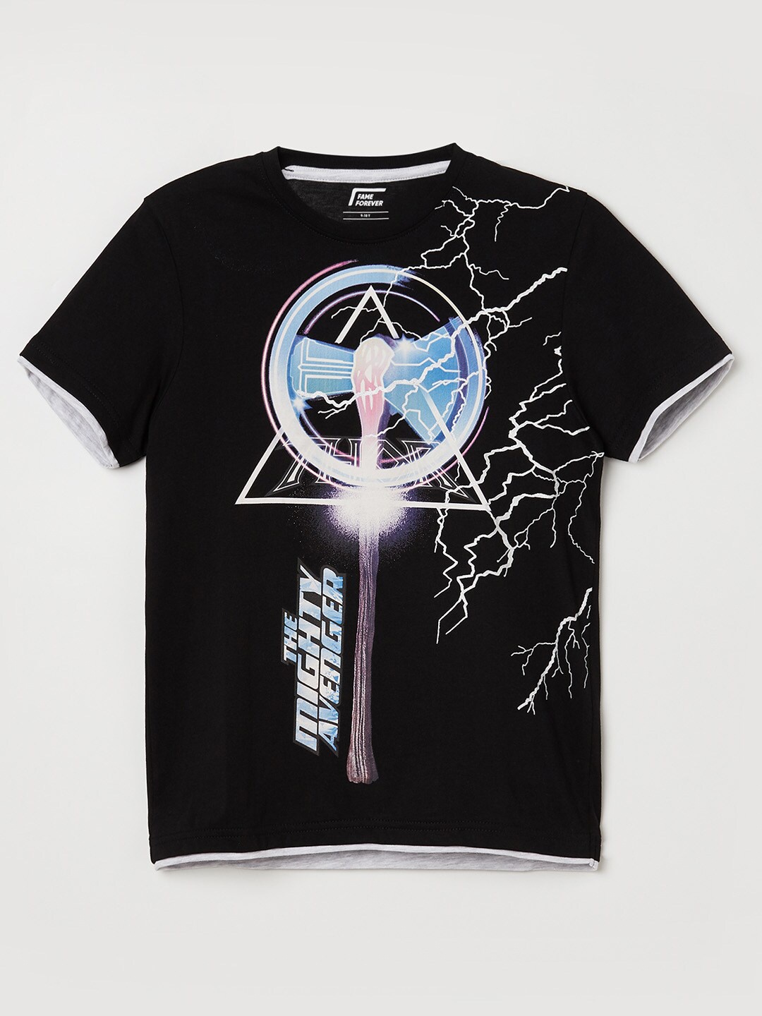 

Fame Forever by Lifestyle Boys Black Avengers Printed Cotton T-shirt