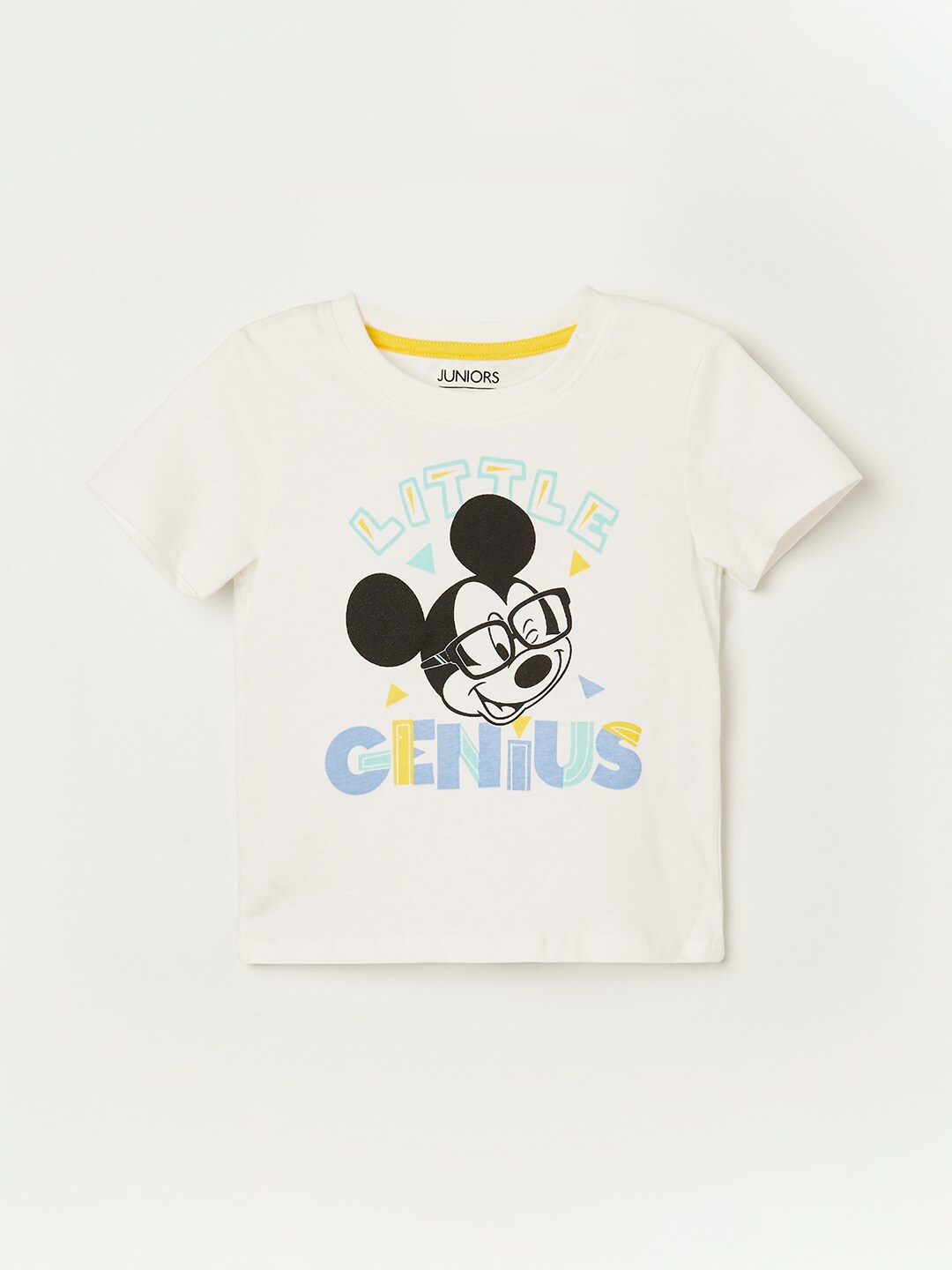 

Juniors by Lifestyle Boys White & Black Mickey Mouse Printed T-shirt