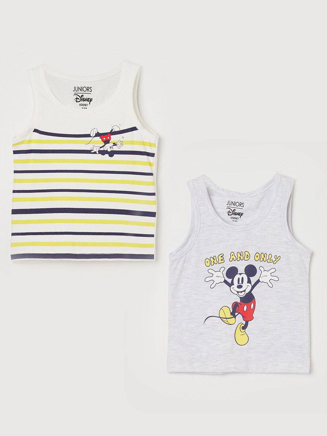 

Juniors by Lifestyle Boys Grey & Navy Blue Mickey Mouse Striped Tank Top