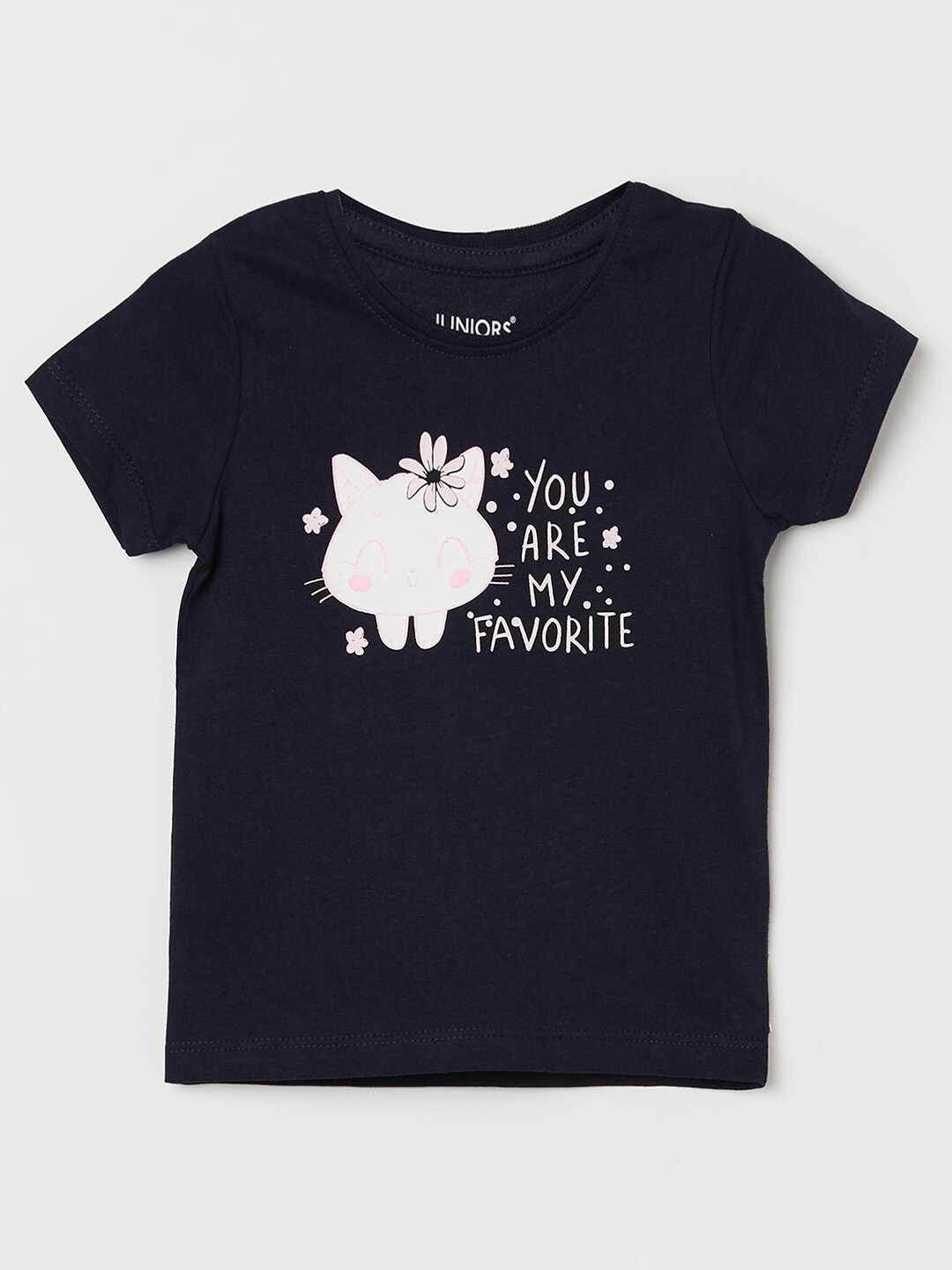 

Juniors by Lifestyle Girls Navy Blue Printed T-shirt