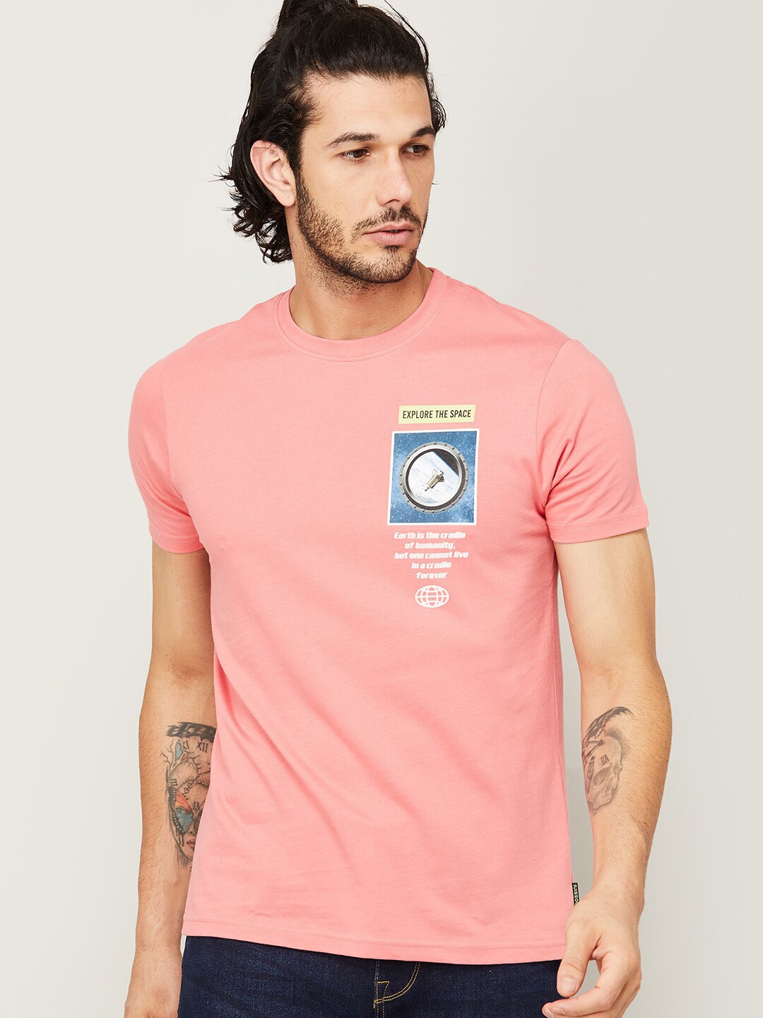 

Bossini Men Coral Typography Printed T-shirt