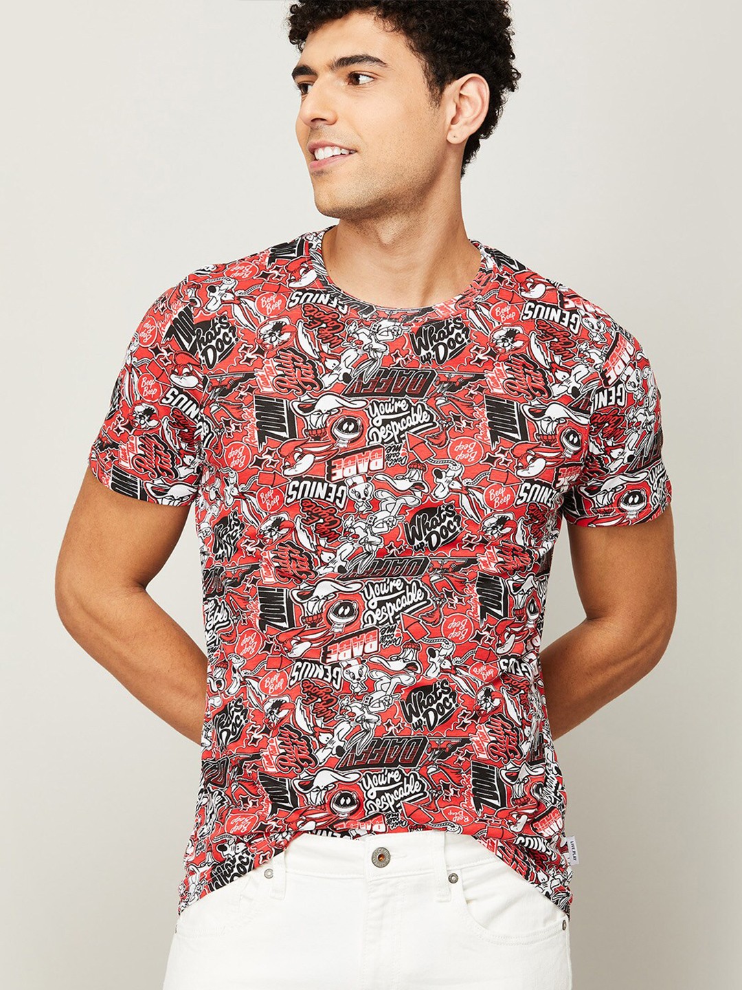 

Fame Forever by Lifestyle Men Orange Cotton Floral Printed T-shirt